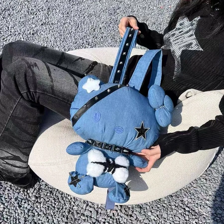 Рюкзак Sanrio в стиле Хелло Китти для детей и взрослых брезентовый ранец из денима с