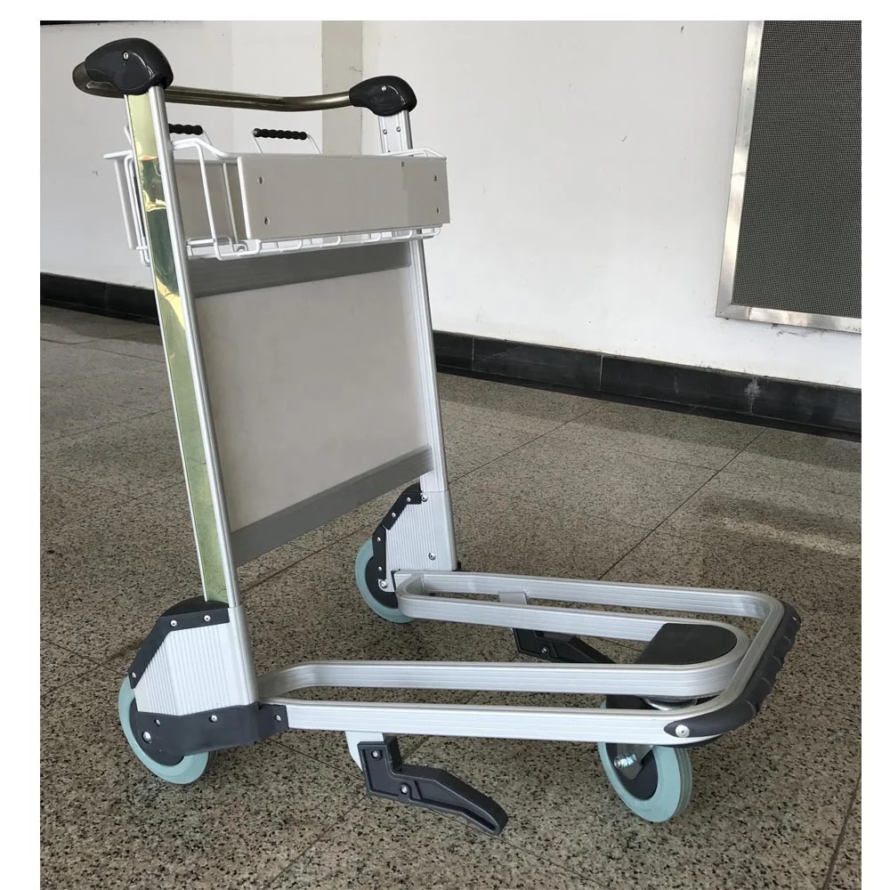 Factory price luggage trolley for airport passengers handle auto brake aluminum airport trolley