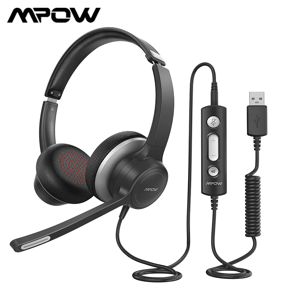 Офисная гарнитура Mpow HC6 с микрофоном BH328 3,5 мм USB, компьютерная гарнитура с шумоподавлением, наушники для колл-центра, скайпа, ПК, сотового телефона