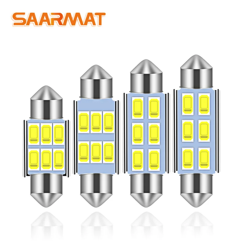 

4PCS Car Interior LED Bulb C5W Festoon 31mm 36mm 39mm 41mm LED Light Canbus No error 5730 SMD 6000K White License Plate Lamps