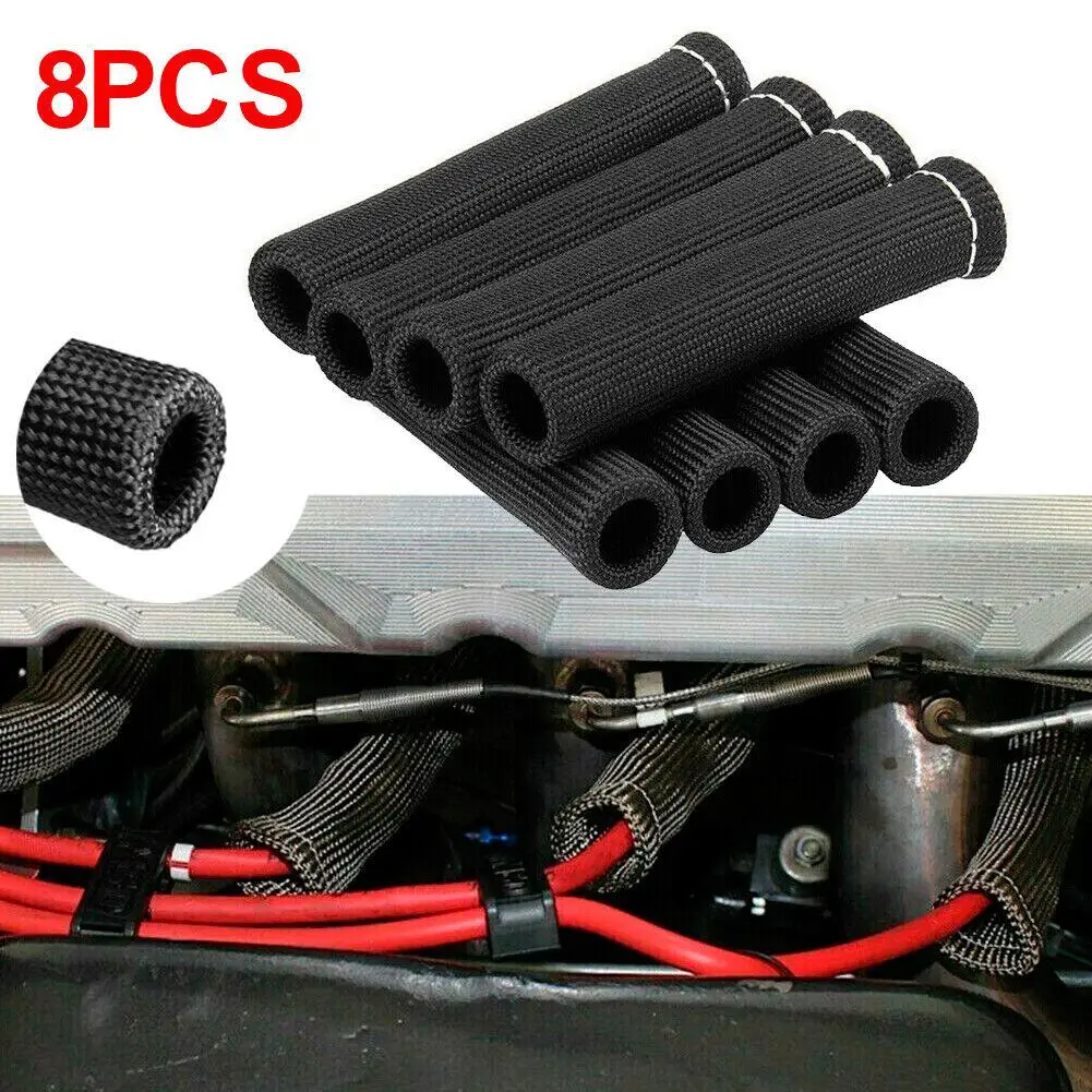 

8pcs Car Exhaust Pipe Wire Protector Sleeve Heat Insulation Shield Cover Modification Supplies
