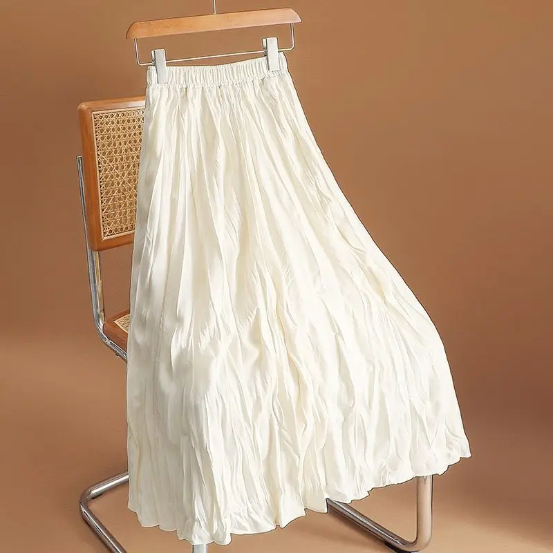 Юбка женская плиссированная с завышенной талией, свободная темпераментная длинная юбка-качели со складками, от 40 до 150 кг