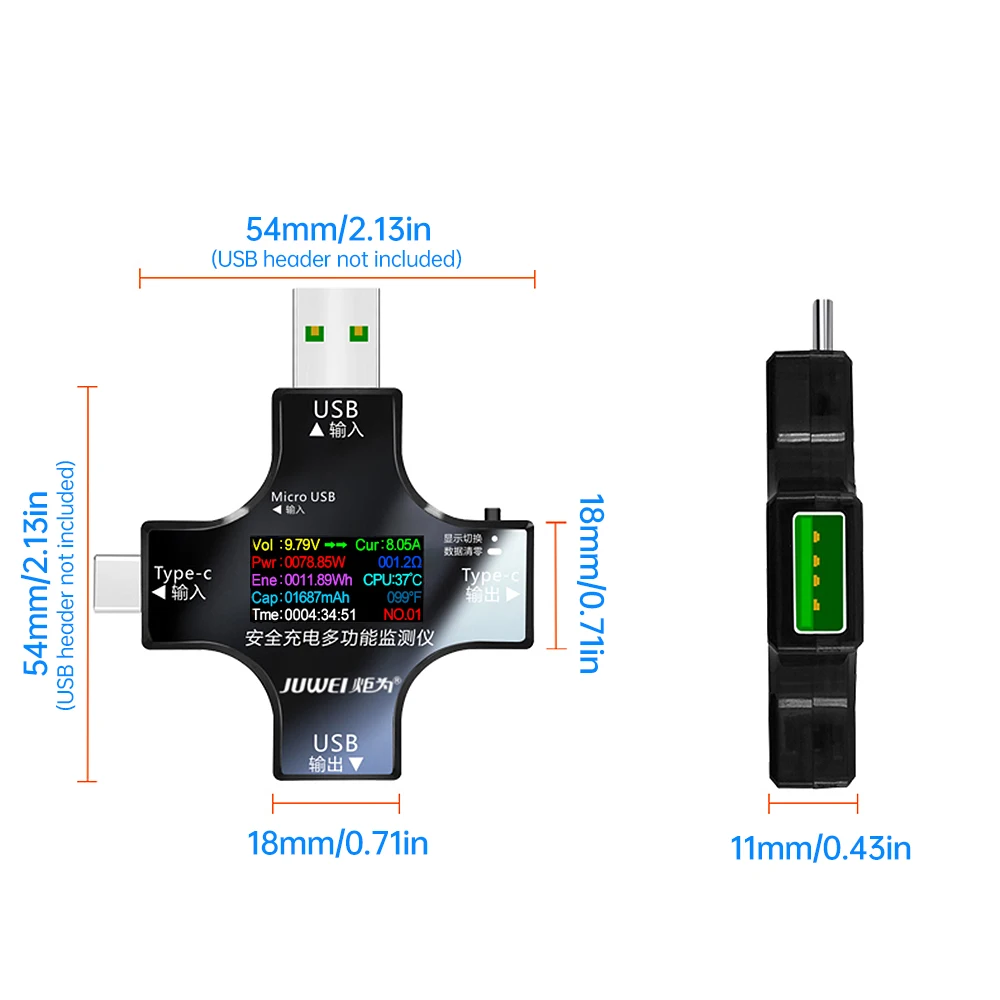 USB-тестер 6 5a DC Type-C PD цифровой вольтметр Ампер Напряжение Ток монитор Амперметр