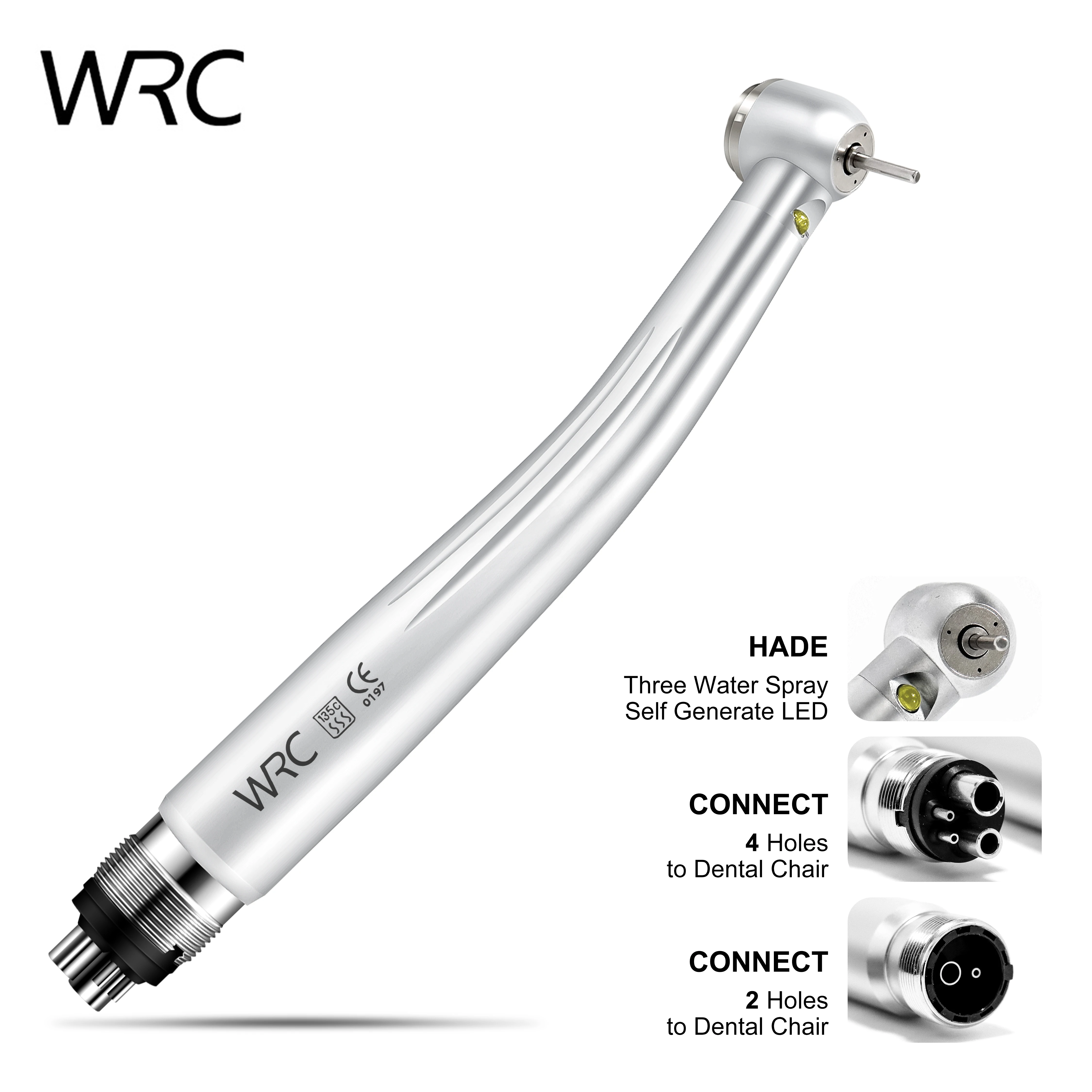 

Dental LED E-generator Push Button High Speed Handpiece Air Turbine Triple Water Spray 4/2hole Pana Max1
