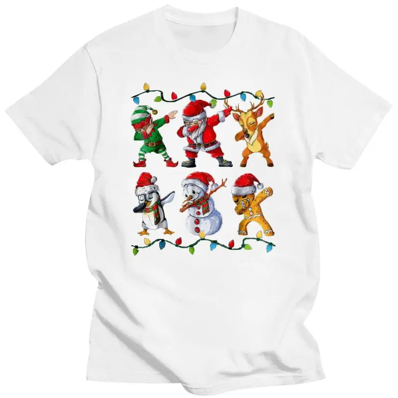

2022 New Men Funny T Shirt Fashion Tshirt Dabbing Elf Santa Reindeer Penguin Snowman Gingerbread Man Christmas Sweater Women T-S