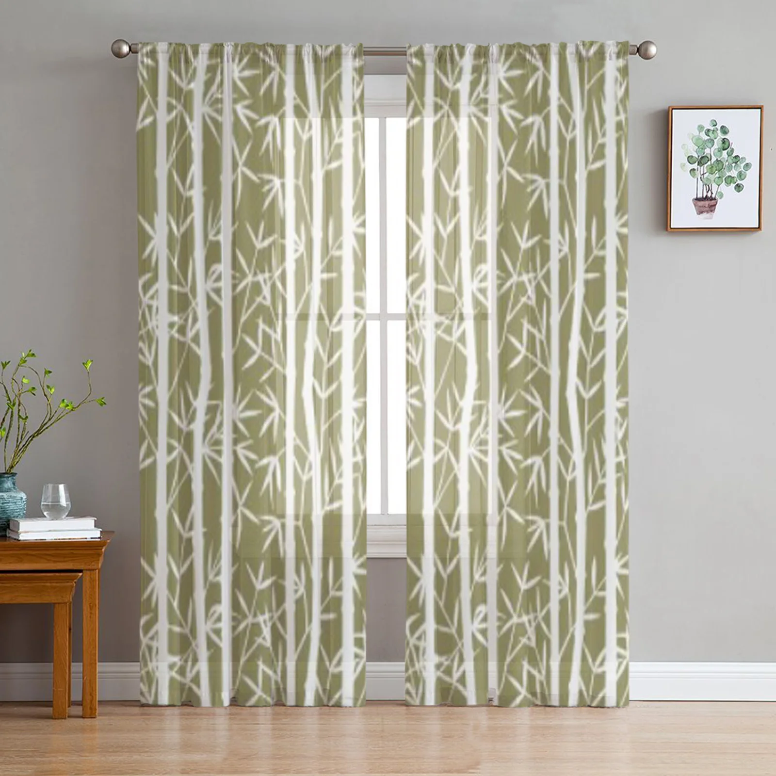 

Bamboo Tulle Sheer Curtains for Living Room Decoration Curtain for the Room Bedroom Kitchen Voile Organza Curtains