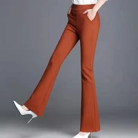 2022 new spring women pants elegant business solid color wide leg high waist all match formal lady suit pants for work