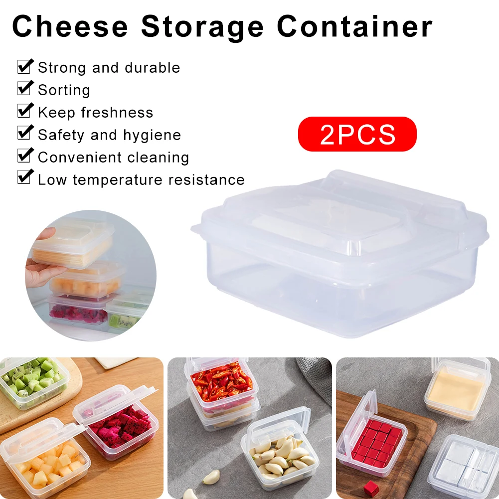 

2Pcs Cheese Storage Container BPA-Free Butter Cheese Slice Container Fridge Safe Leakproof Flip Lid Storage Case for Cheese Nut