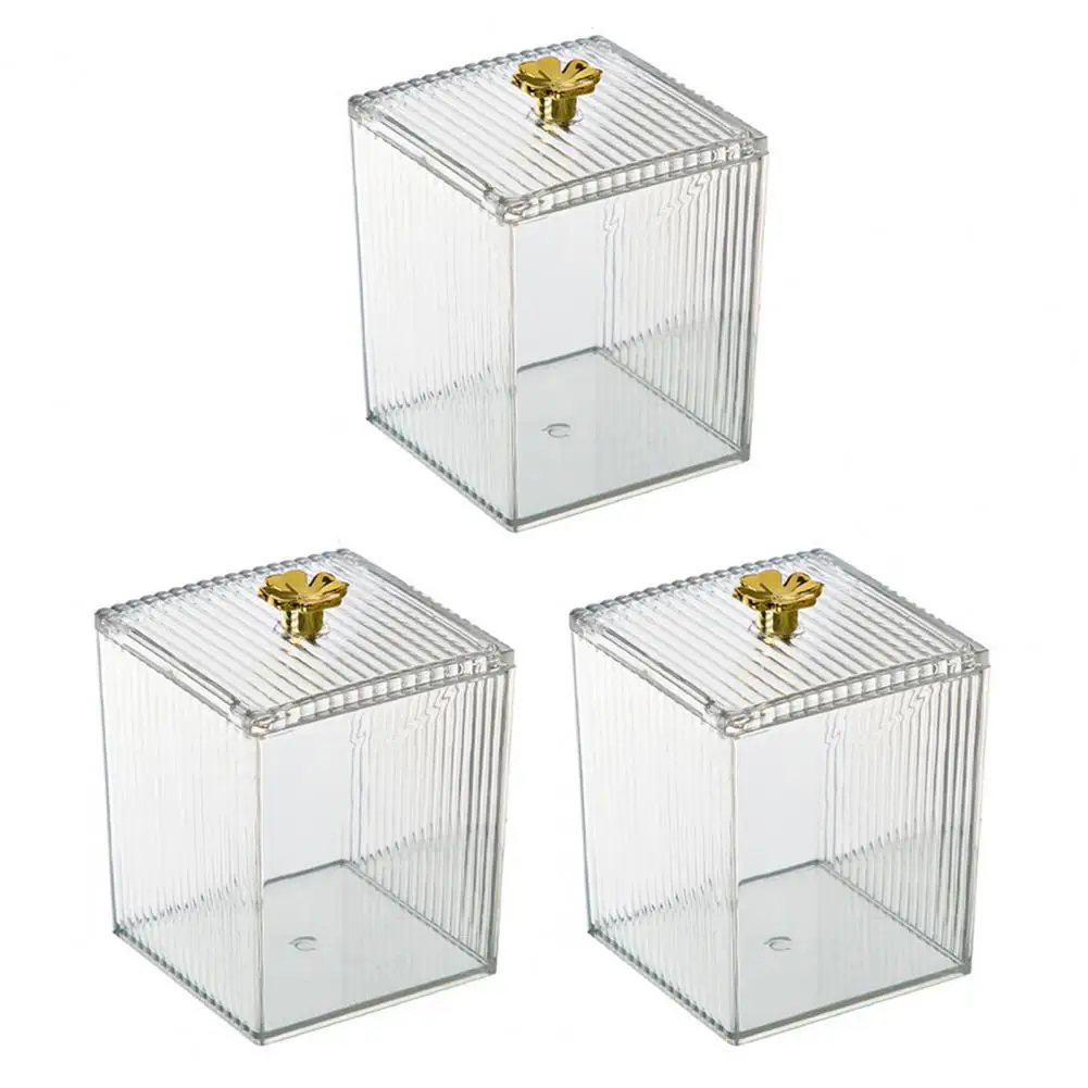 

Anti-crack Dustproof Lid Lightweight Desktop Hairpin Hair Ring Storage Case Transparent Cotton Swab Organizers Storage Tool