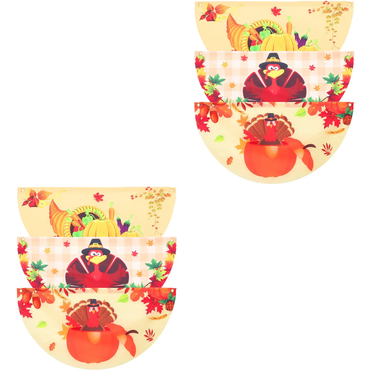

6 Thanksgiving Fan Flags Garden Fan Flags Harvest Fall Half-circle Flags