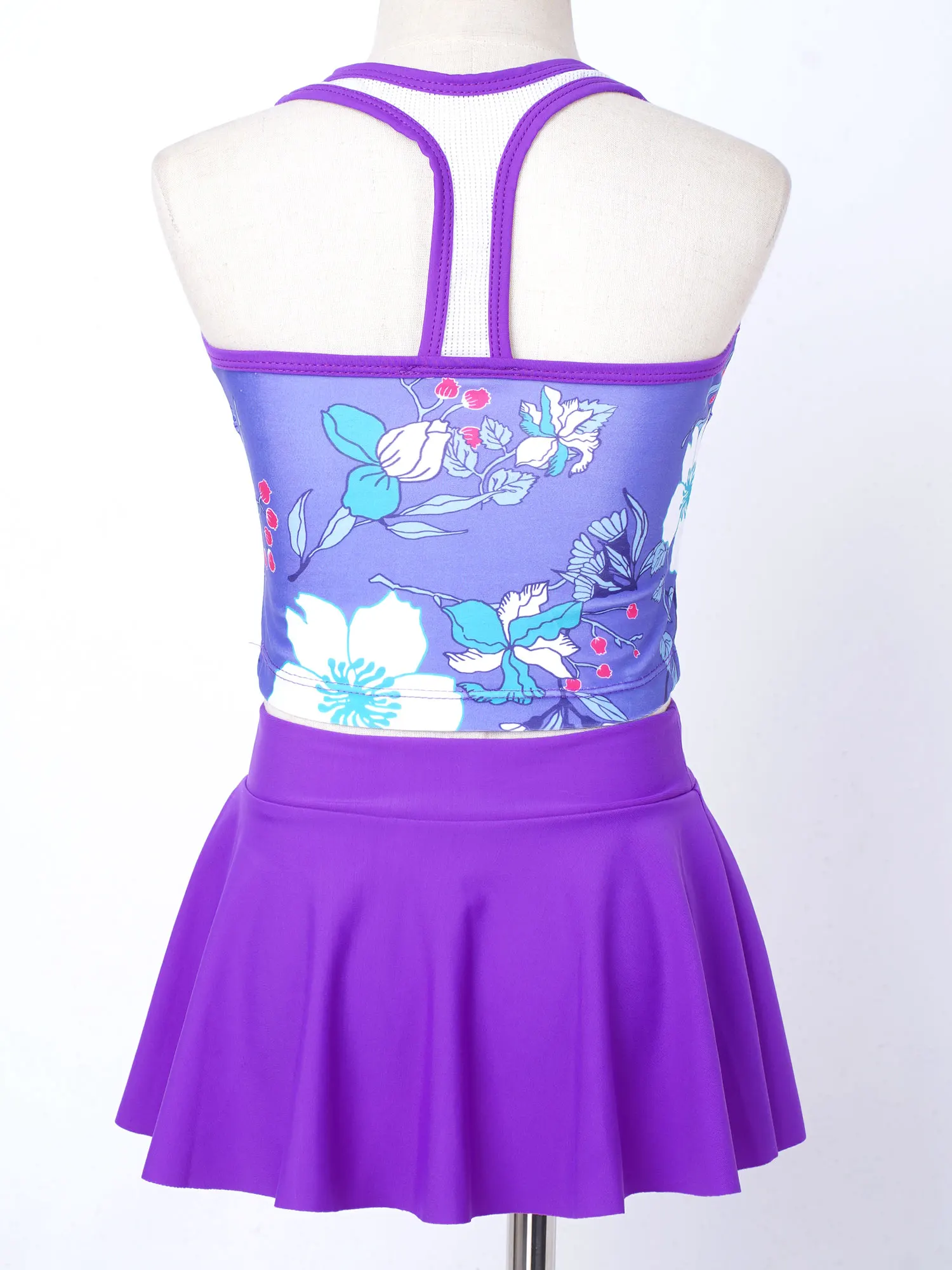 Children Bathing Set Summer Kids Girls Swimsuit Beachwear Tankini Digital Printed Top+Briefs Skirt Clothes Teens Swimwear Outfit