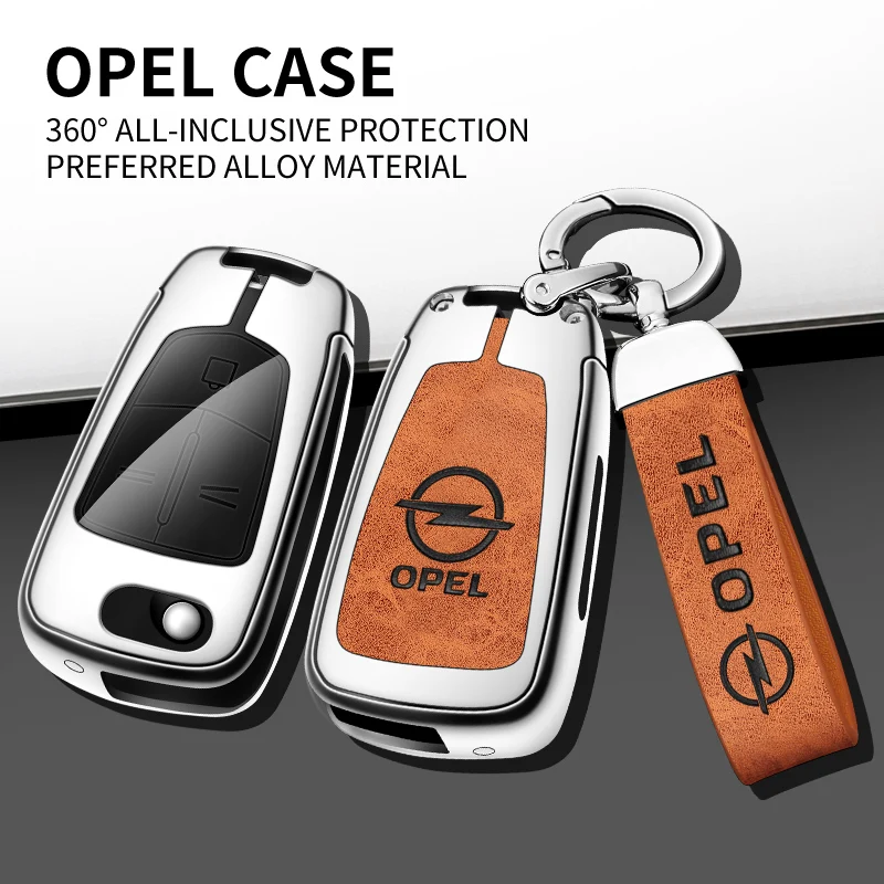 

Zinc Alloy Leather Car Key Case Holder For Opel Astra H Corsa D Insignia Vectra Protective Cover Keychain Accessories