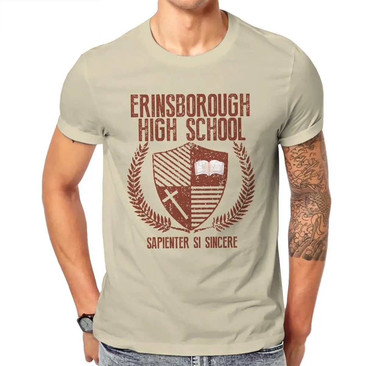 Funny Neighbours Erinsborough High Crest  T-Shirt Men Crewneck 100% Cotton T Shirt  Short Sleeve Tee Shirt Printed Clothes