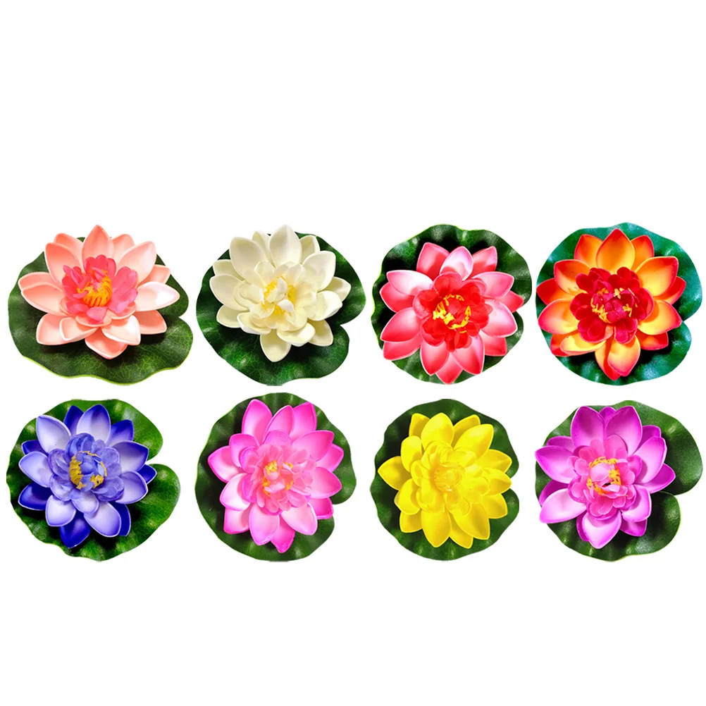 

8pcs Simulated Lotus-flowers Flower Props Fish Tank Decorations Dancing Props