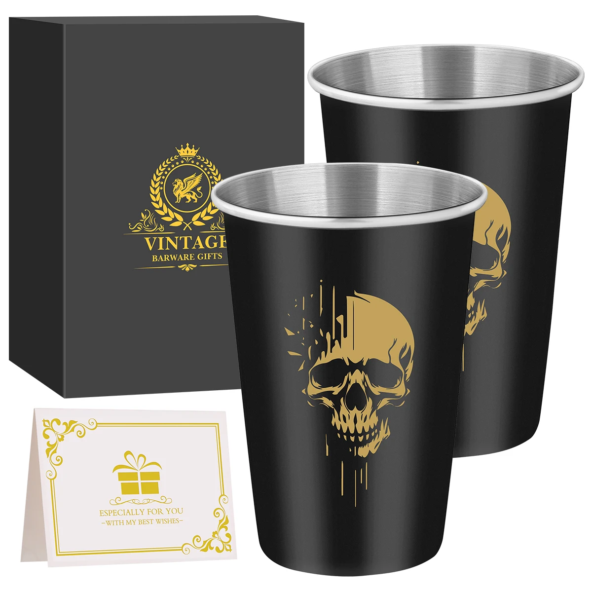 ЛККХЕР Пинтовое стекло с рисунком черепа 2 шт.