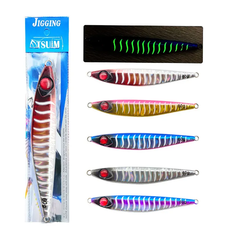 

AS Shore Cast Jig 40g60g80g Speed Pesca Sinking Glow Offshore Fast Jig Hook Spoon Metal Jigging Fishing Artificial Bait Angler