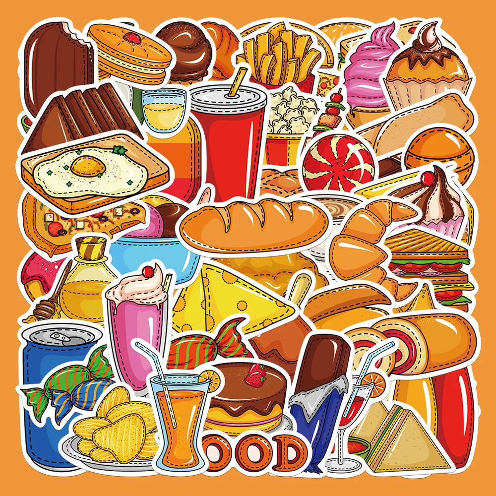 

10/30/53PCS Simple Dotted Border Food Graffiti Stickers Waterpoof PVC Decals Classic Toy DIY Suitcase Phone Wall Stationary Car