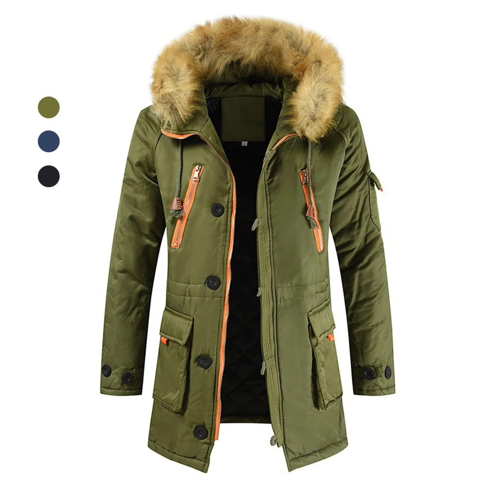 

Snow Winter Jacket Men Thicken Hooded Parkas Coat Brand Padded Artificial Fur Medium-long Puffer Snowjacket Coat Warm Clothing
