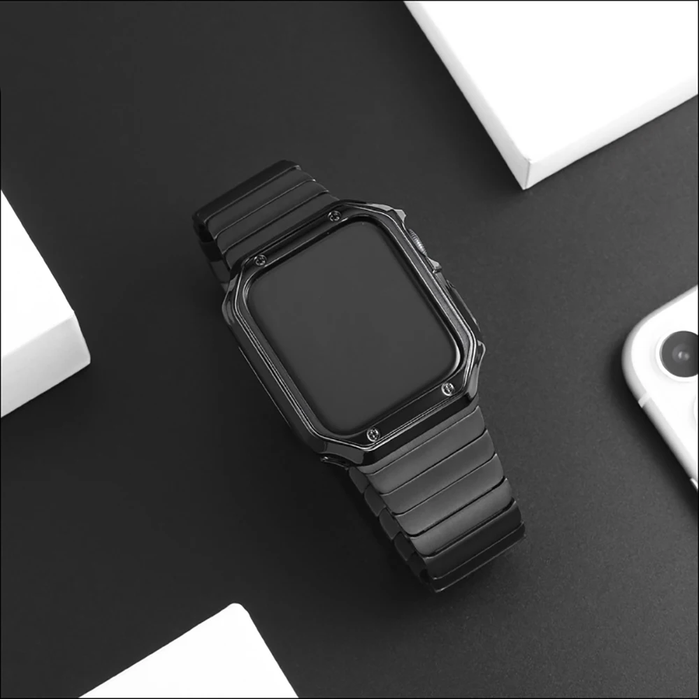 Case+Strap For Apple WatchBand 44mm 40mm 45mm 41mm 38mm 42mm Smart Watch Stainless Steel Bracelet iWatch Series 3 4 5 SE 6 7