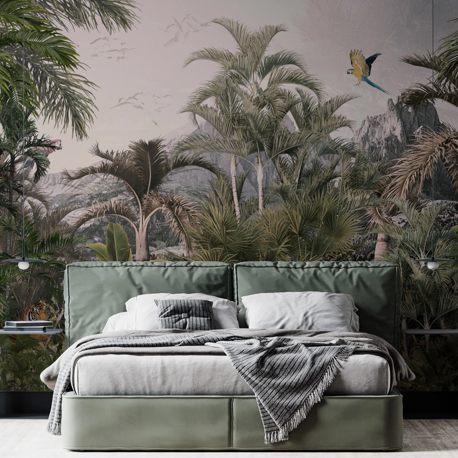 Zeeko тропические джунгли зеленая фреска самоклеящаяся лес папоротник лист