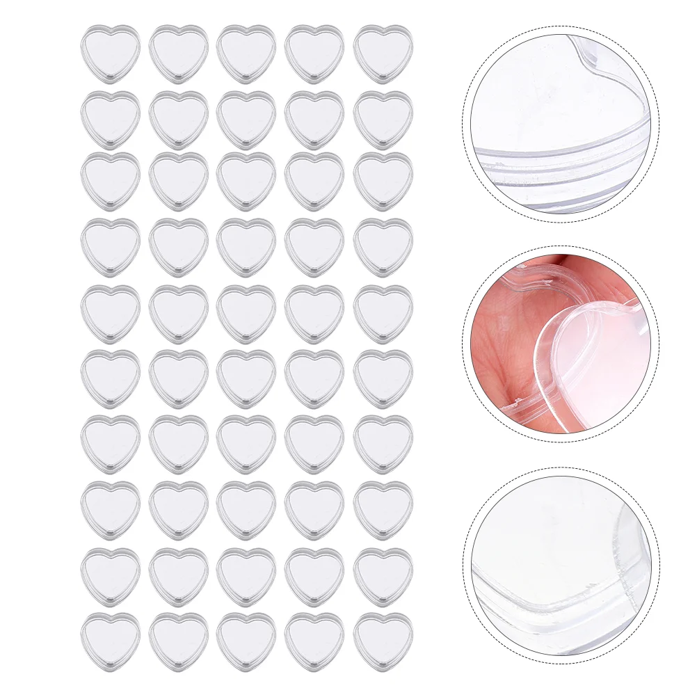 50pcs 4g Heart Shape Cream Containers Chic Love Heart Cosmetics Jars for Home Travel