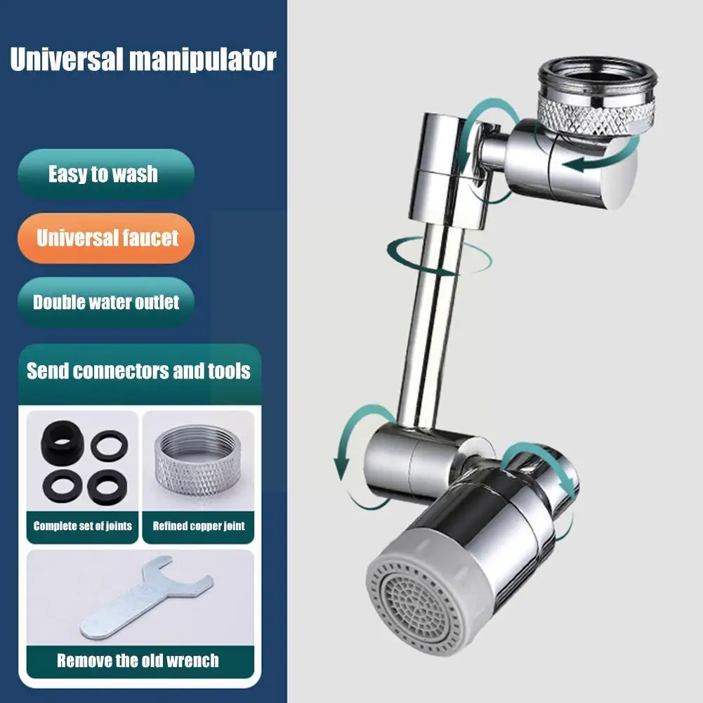 

Universal Splash Filter Faucet 1080° Rotating Extender Bubbler Faucet Nozzle Arm Water Kitchen Faucets Robotic Washbasin J0G9