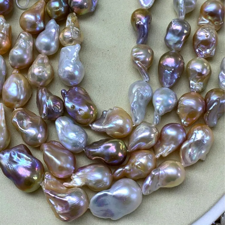 

13 to 18 mm dazzle colour baroque pearls big pearl necklace with nuclear baroque pearls