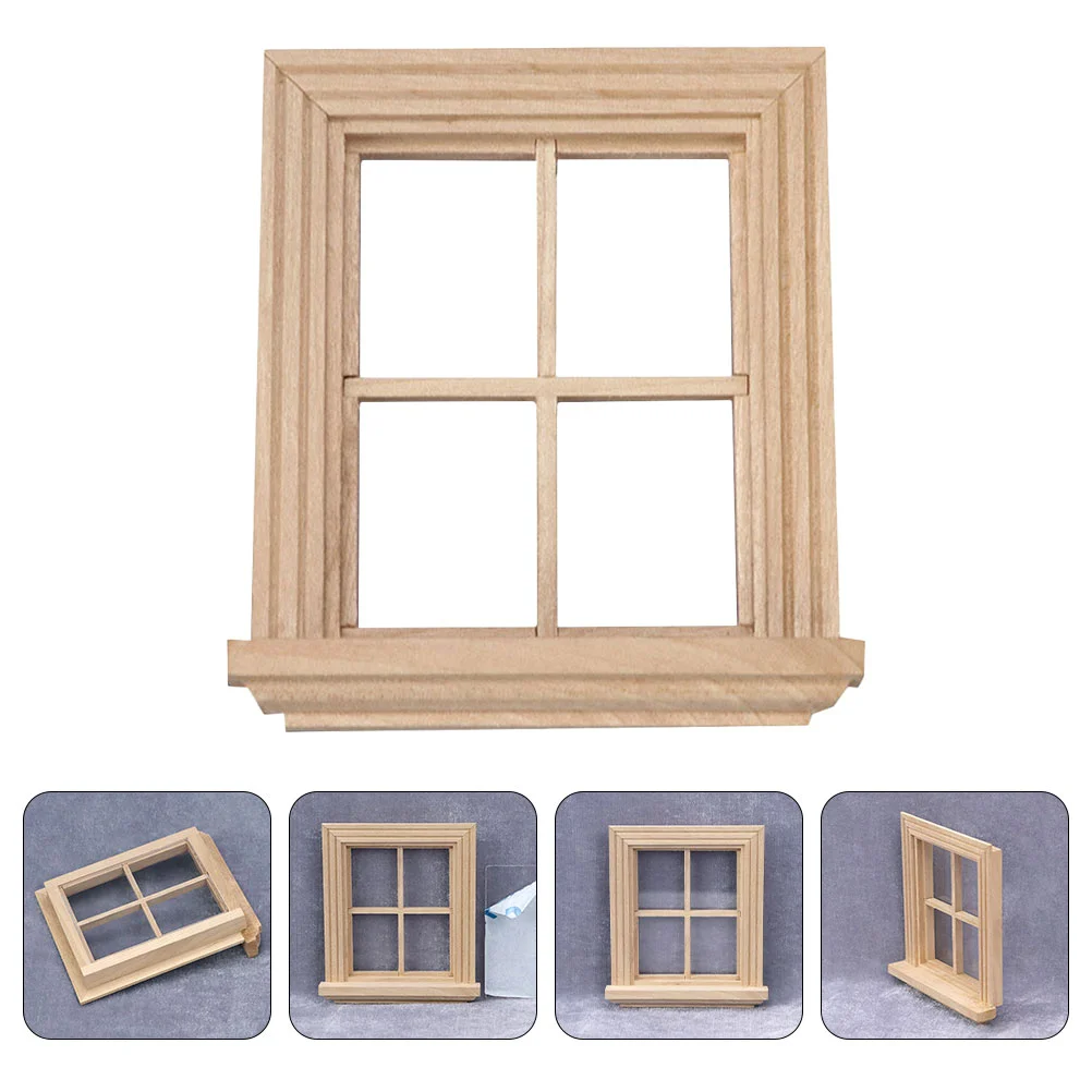 

Plain Four-pane Window Miniture House Furniture House Windows Siding Wood Window Frame Wooden Miniature Model Toddler