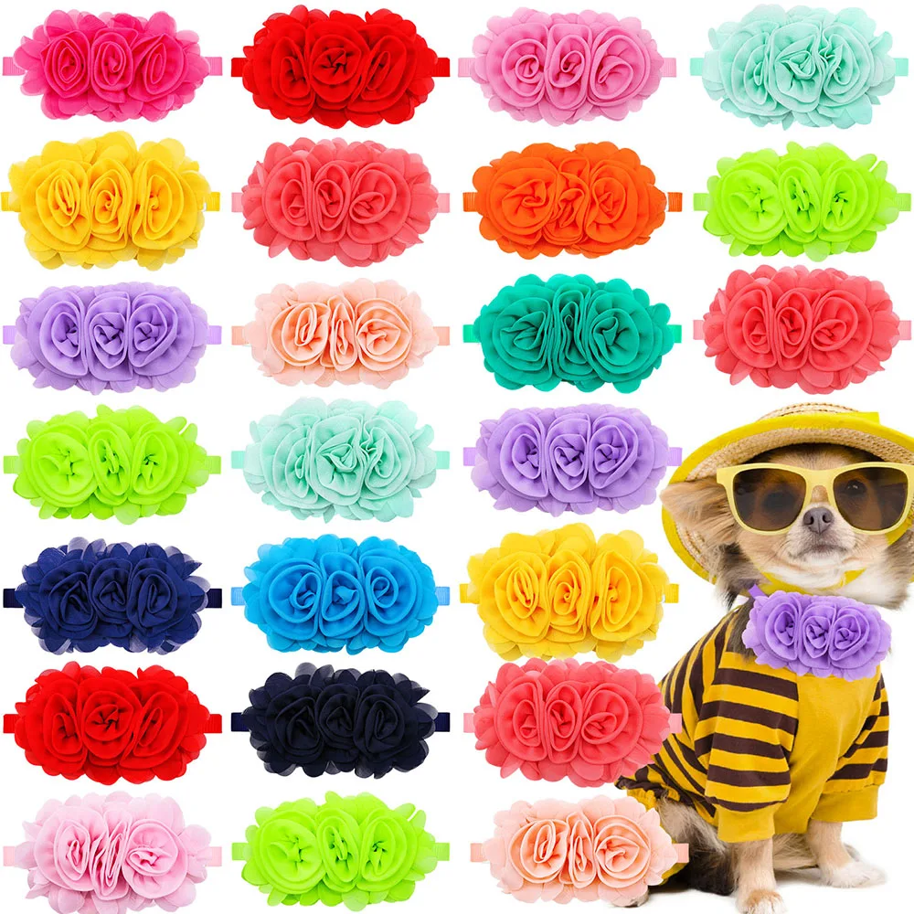 Аксессуары для волос, 15 цветов, модные большие цветы, шифоновый галстук-бабочка, съемная прокладка для домашних животных, товары для милых собак, кошек, домашних животных