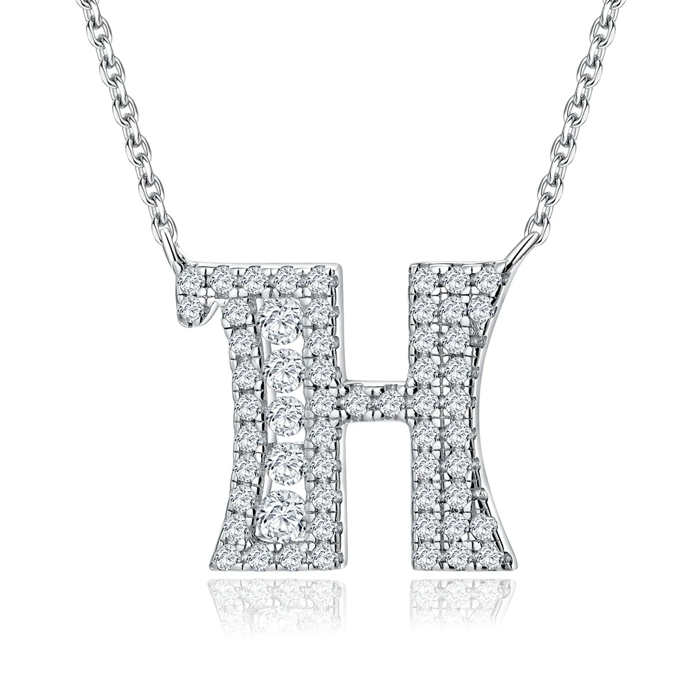 SEASKY S925 муассанит письмо H кулон ожерелье для женщин милый романтический простой
