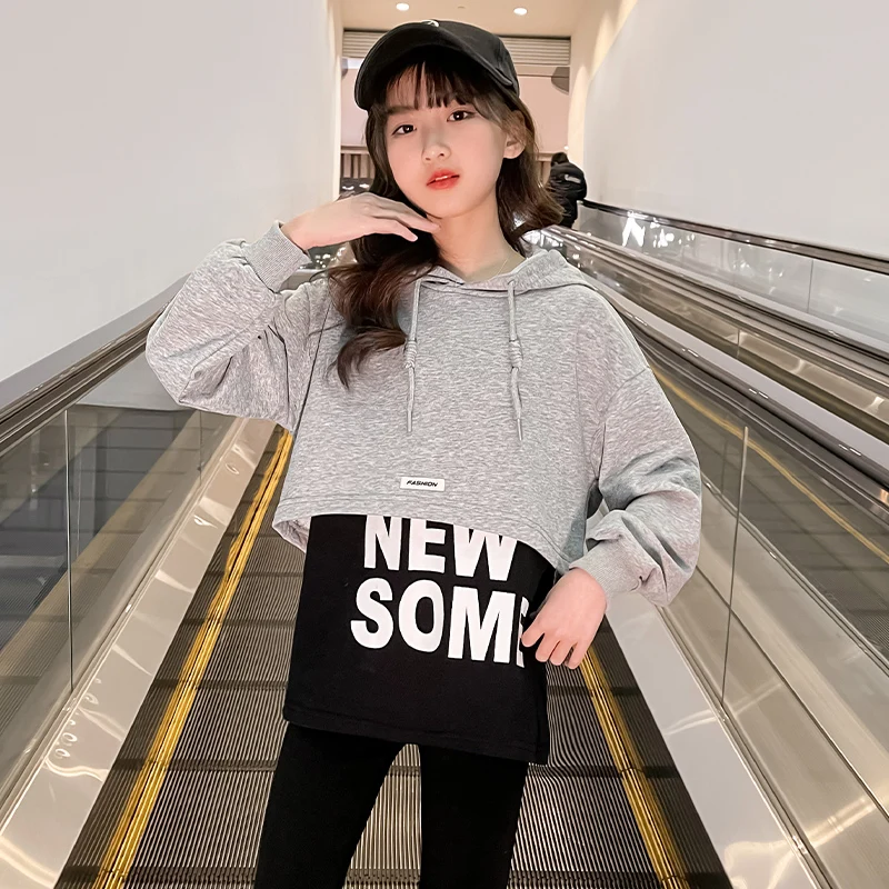 Спортивная футболка для девочек новинка 2022 Детская куртка с капюшоном