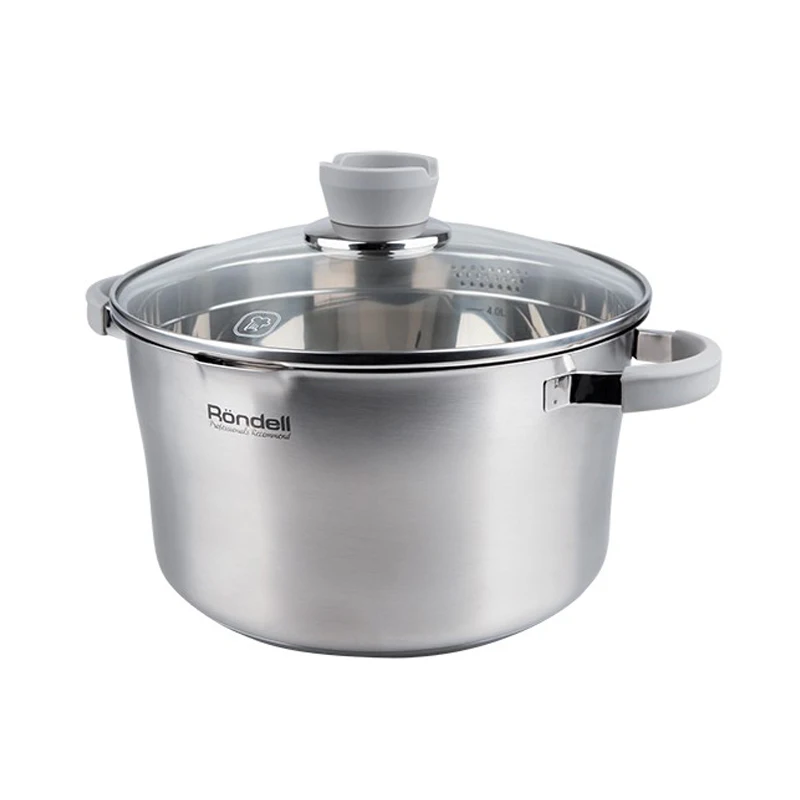 Кастрюля с крышкой Rondell Favory (5 6 л) RDS-742 (Диаметр 24 см объем 5.6 л нержавеющая сталь