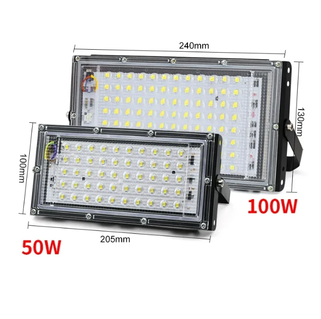 

LED Floodlight 200W 100W 50W 25W Outdoor Wall 220V 240V Black Floodlight street IP65 Waterproof Reflector Garden Lighting