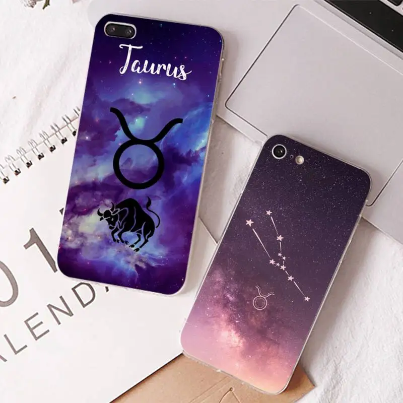 

FHNBLJ Zodiac Taurus Phone Case For iPhone 13 14 Pro Max XS XR 12 11 Pro 13 Mini 6 7 8 Plus Clear Back Cover Capa