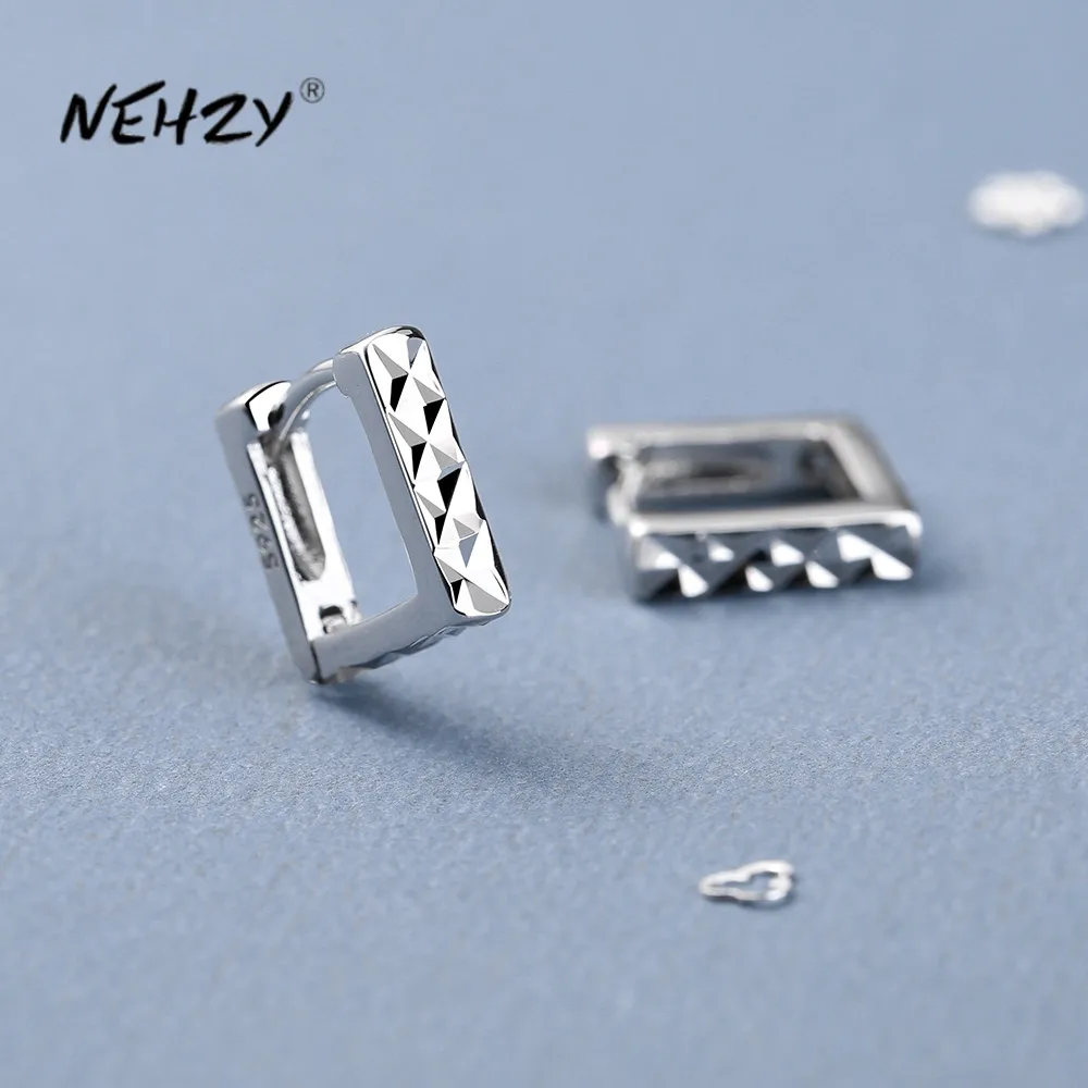 

NEHZY Silver plating New Women's Fashion Jewelry High Quality Cubic Zirconia Simple Shining Glossy Short Square Earrings