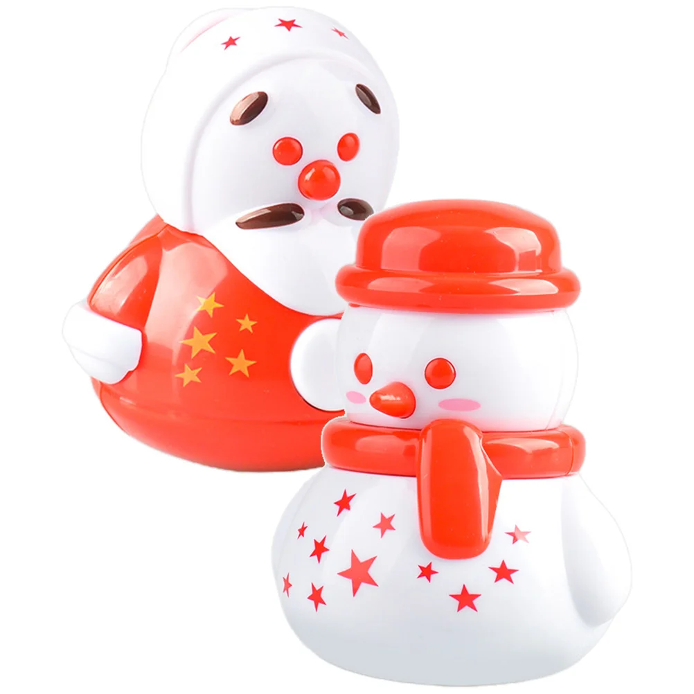 

2 Pcs Exquisite Snowman Mini Statue Tumbler Tumblers Decorate Plastic Ceramic Baby Car