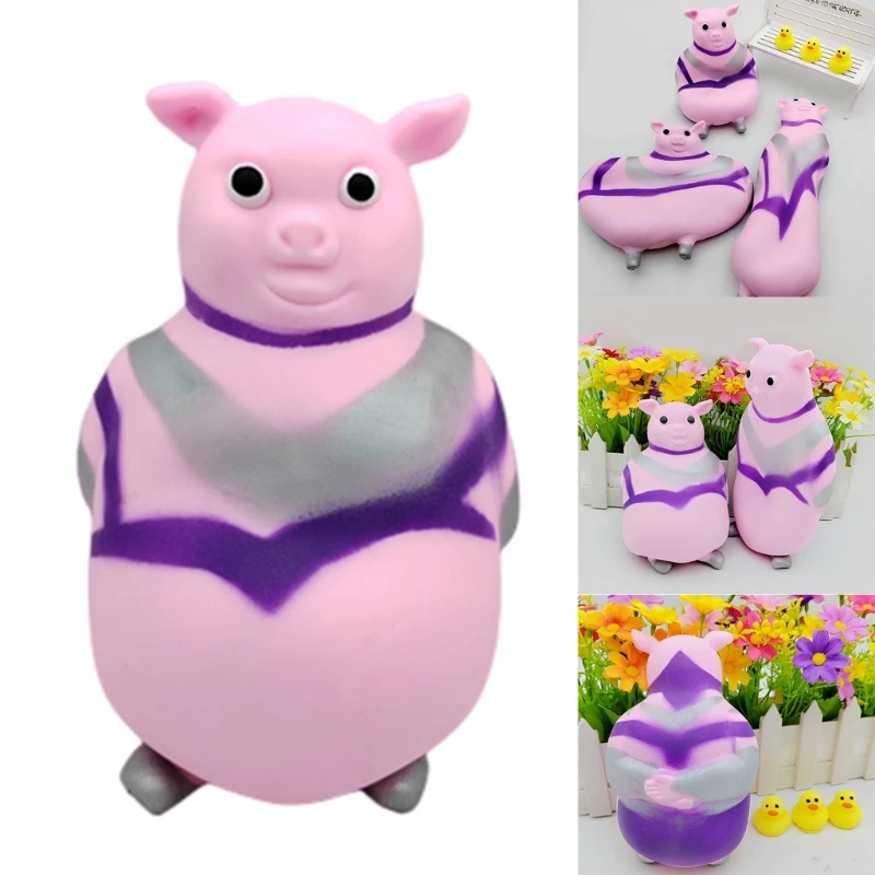

HUYU Soft Stretchy Pink Piggy Squeeze SplashToy for Decompress Office TPR Toy AntiStress Toy Anxiety Reliever Kids Rewards