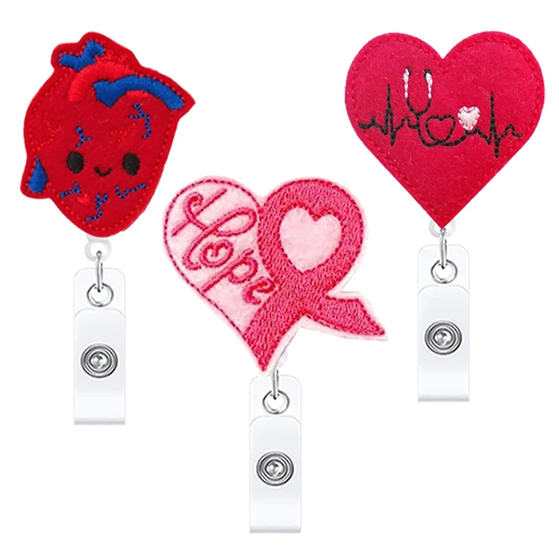 

3 Pcs Retractable Badge Reels Clip Badge Holder With Alligator Clip Cute Badge Clip On ID Name Card Holders For Nurse