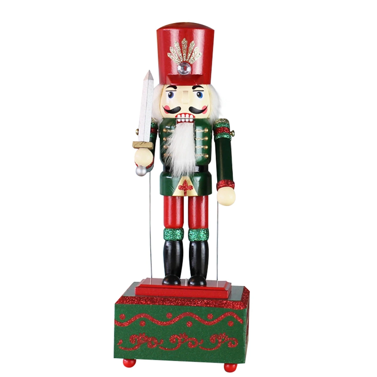 

36Cm Christmas Nutcracker Kids Birthday Home Decoration Music Box Wooden Nutcracker Toy Crafts, C