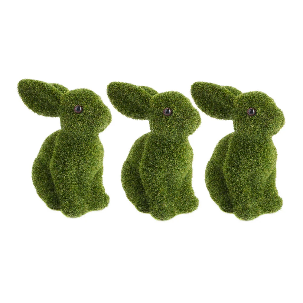 

3 Pcs Easter Decorations Faux Lichen Green Home Decor Bunnies Decor Terrarium Decor Rabbit Ornament Household Bunny Decorations