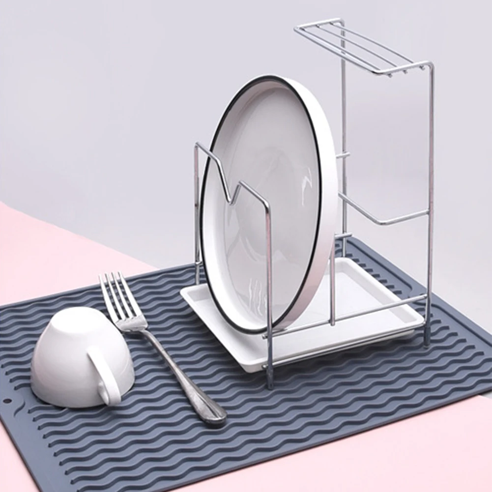 

Большой силиконовый коврик для сушки посуды, размер 40*30 см, защитный термостойкий Коврик для сушки посуды