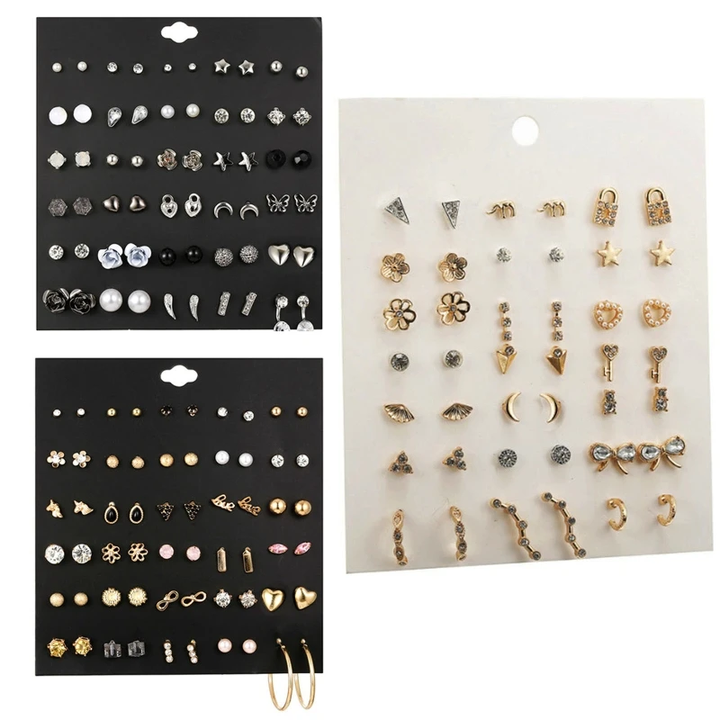 

20 Pairs Crystal Cute Stud Earrings Star Heart Hypoallergenic Earrings Exquisite Piercing Earrings for Girls Women