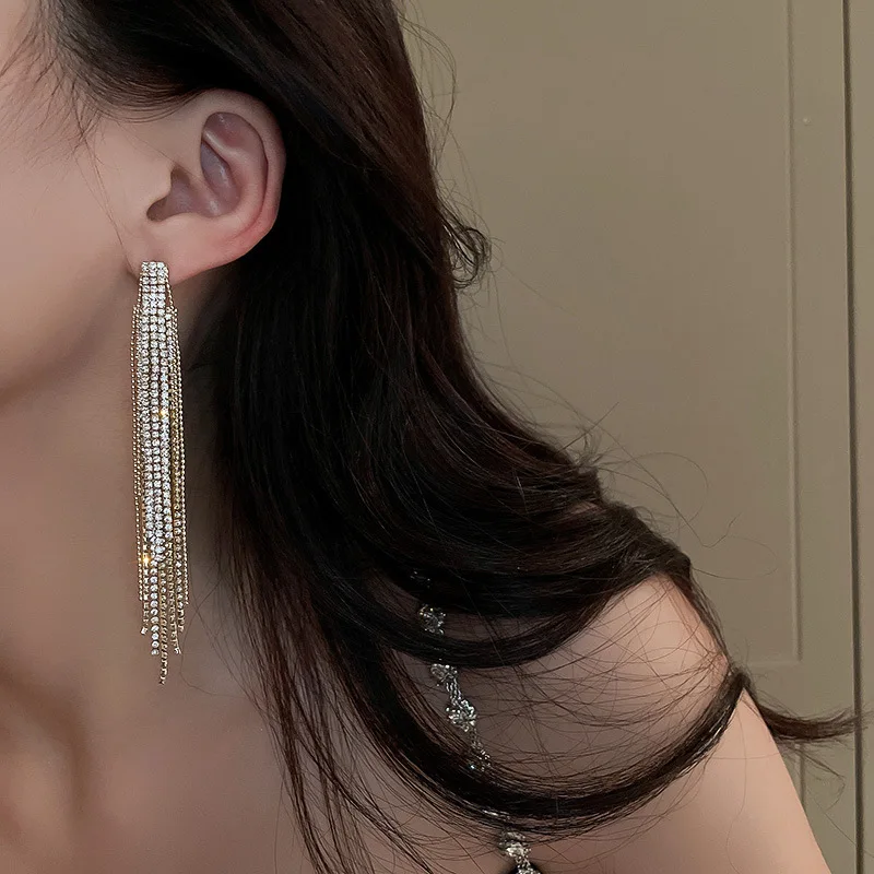

Women Elegant Earrings Geometric Tassel Earrings Long Cool Style Earrings Evening Party Drop Earrings Pendientes