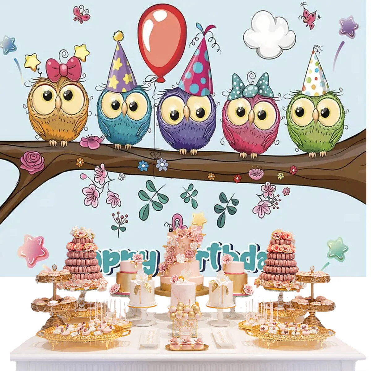 Фон для фотосъемки с изображением рождественской совы