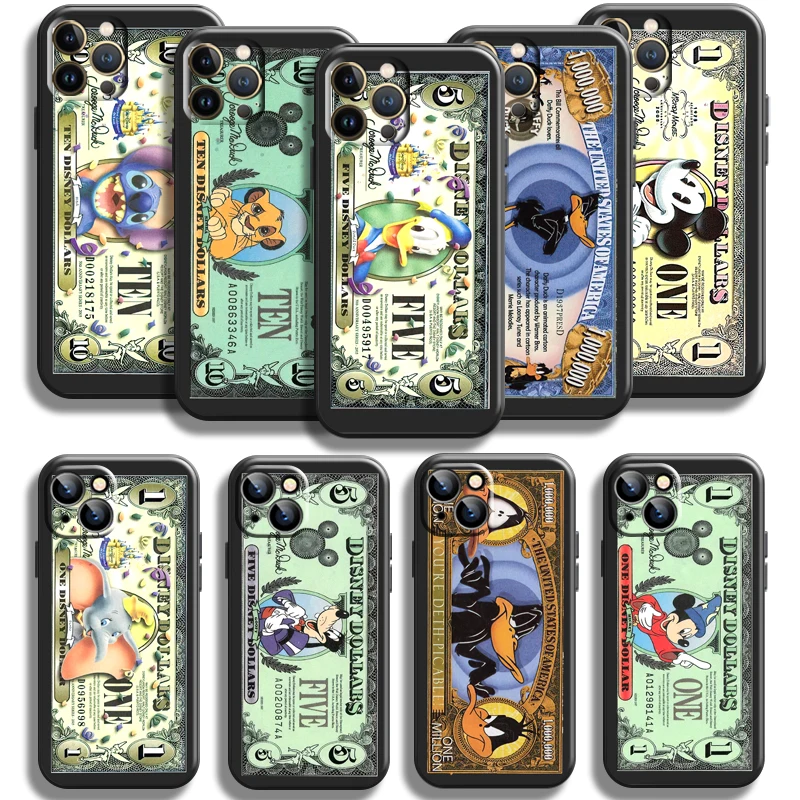 

Luxury Dollar Mickey Mouse For Apple iPhone 13 12 11 Pro Mini X XR XS Max SE 5 5s 6 6S 7 8 Plus Phone Case Silicone Cover Coque