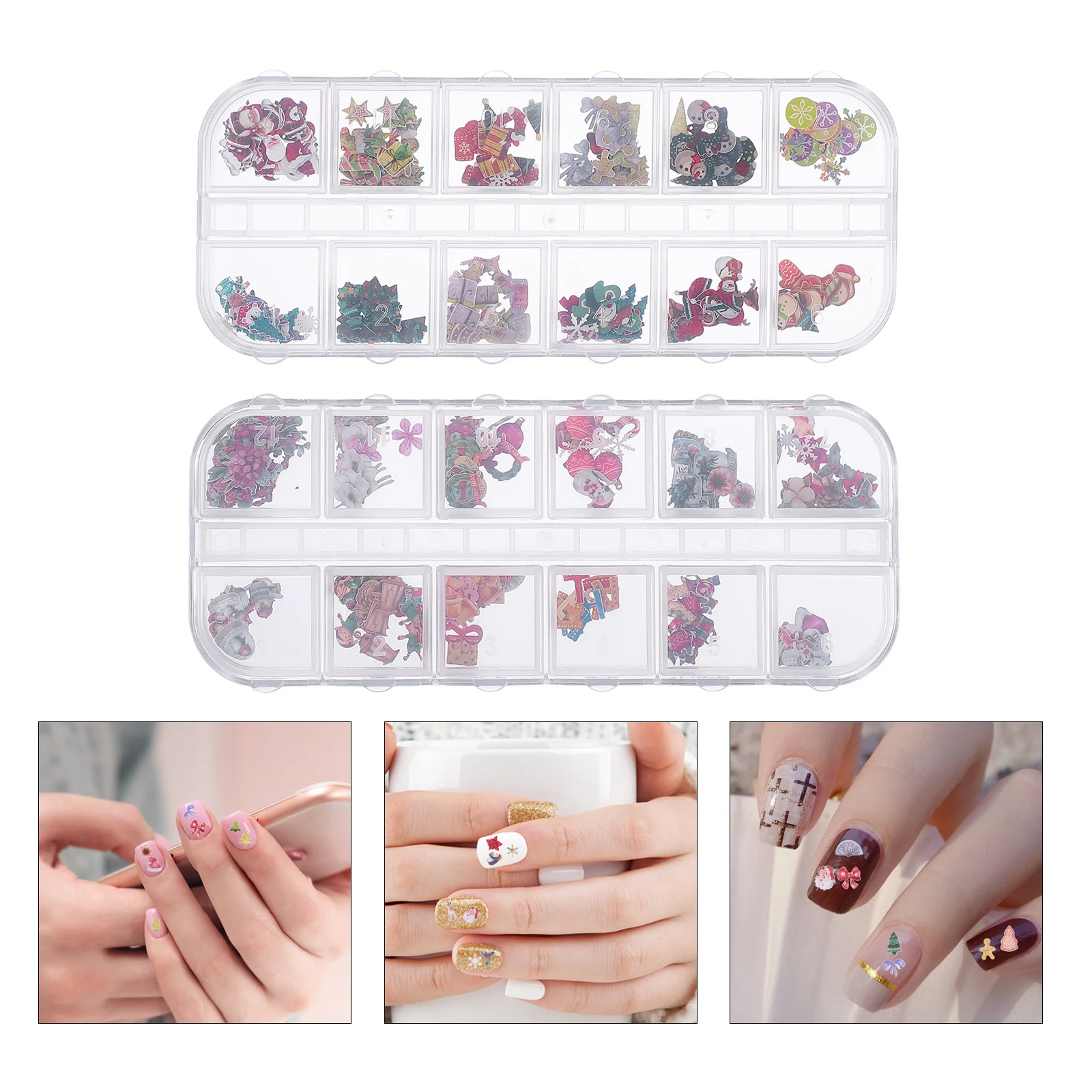 

2 Boxes Nail Slices Christmas Party Nail Decors Nail Art Decorations
