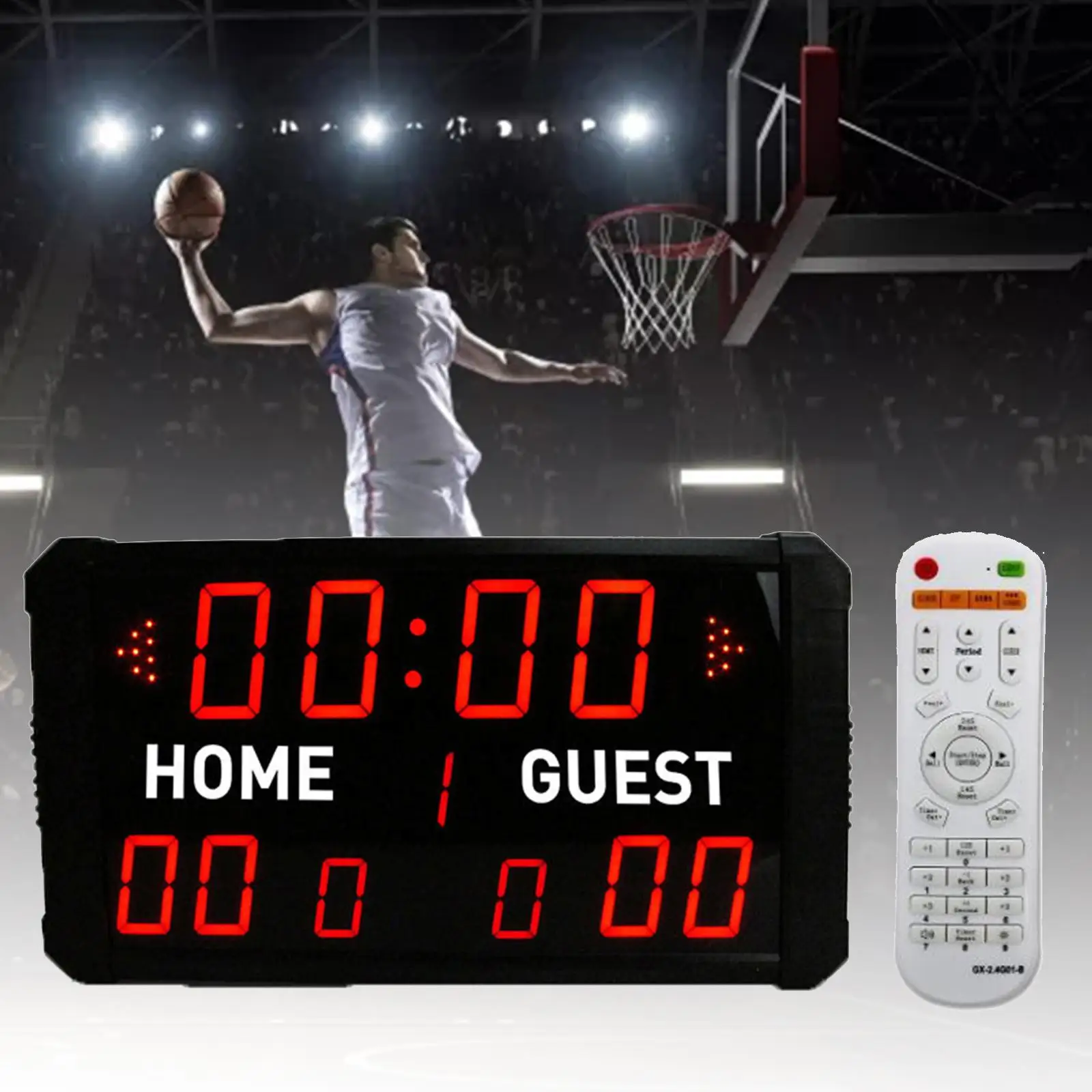 Basketball Tabletop Digital Scoreboard Plug Type US Suitable for Most Games Professional , Black Aluminum Alloy Frame Portable