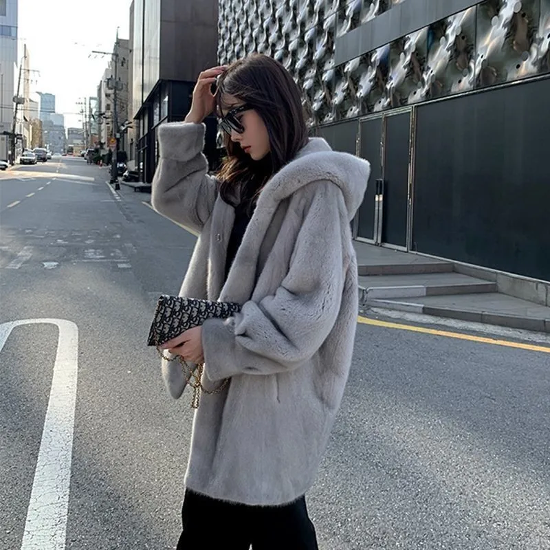 2022 New Winter Women's Lamb Wool Thick Coat Fashion Women's Loose Thick Coat Solid Color Winter Temperament Wool Coat