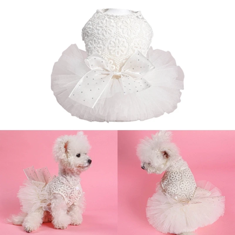 

Весеннее платье принцессы с кружевной юбкой в виде собаки