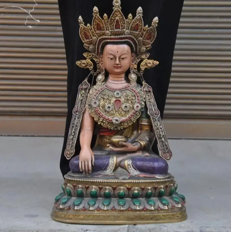 20 4 ''тибетская бронзовая цветная картина Kwan-Yin GuanYin богиня тара буддистская